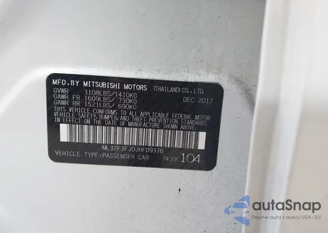2018 Mitsubishi Mirage G4 Es from USA, damaged, VIN ML32F3FJ0JHF09376